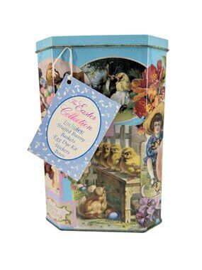 Dudley's Easter Collection Egg Set Tin Box Happy Easter Bunny Basket Dye Kit Vtg